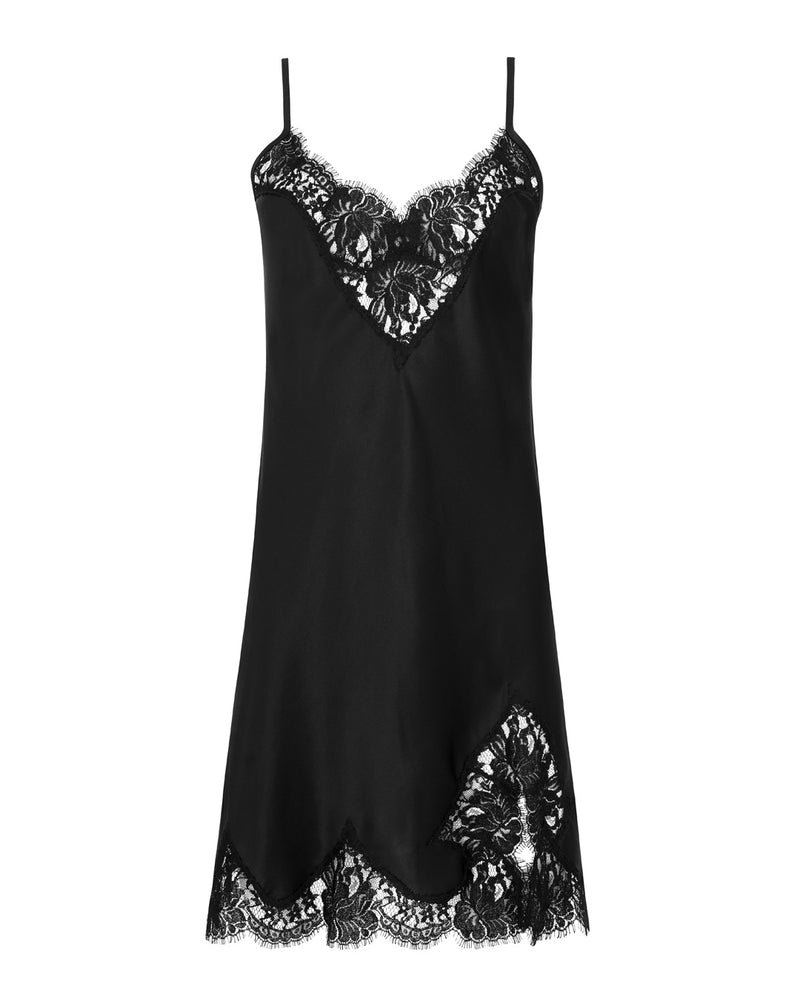 Black silk camisole with French lace – Natalie Begg