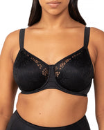 LACY MINIMISER BLACK BRA