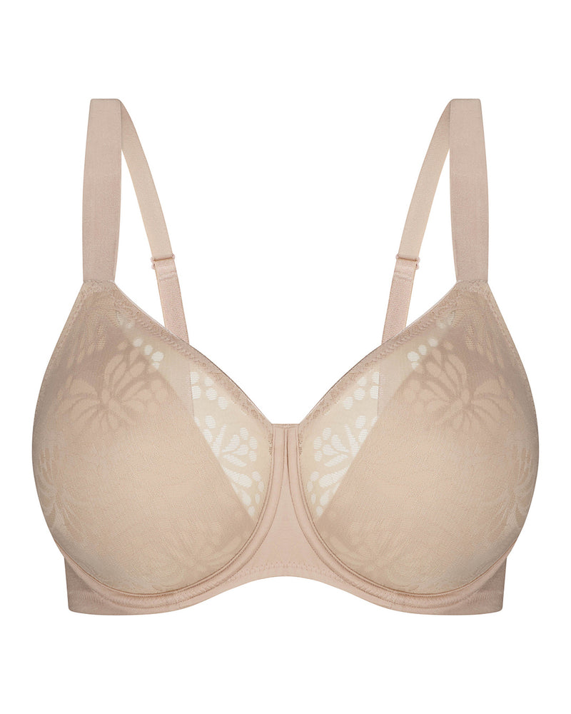 LACY MINIMISER NEW BEIGE BRA