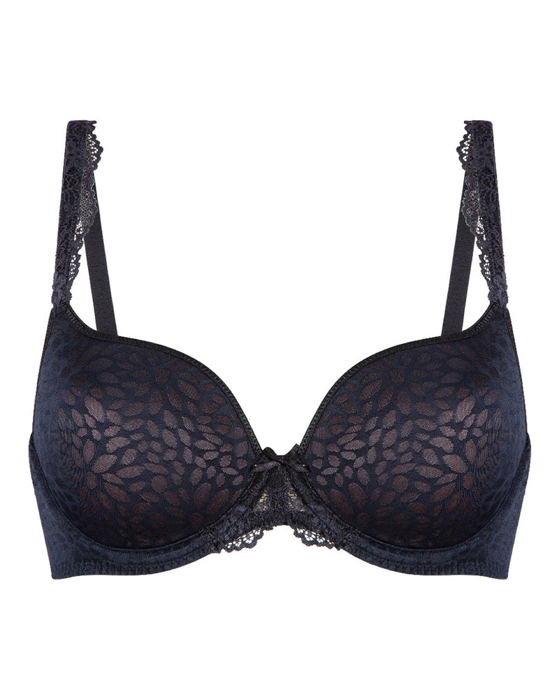 DAILY LACE UNI-FIT BLACK NUDE JACQUARD T-SHIRT BRA