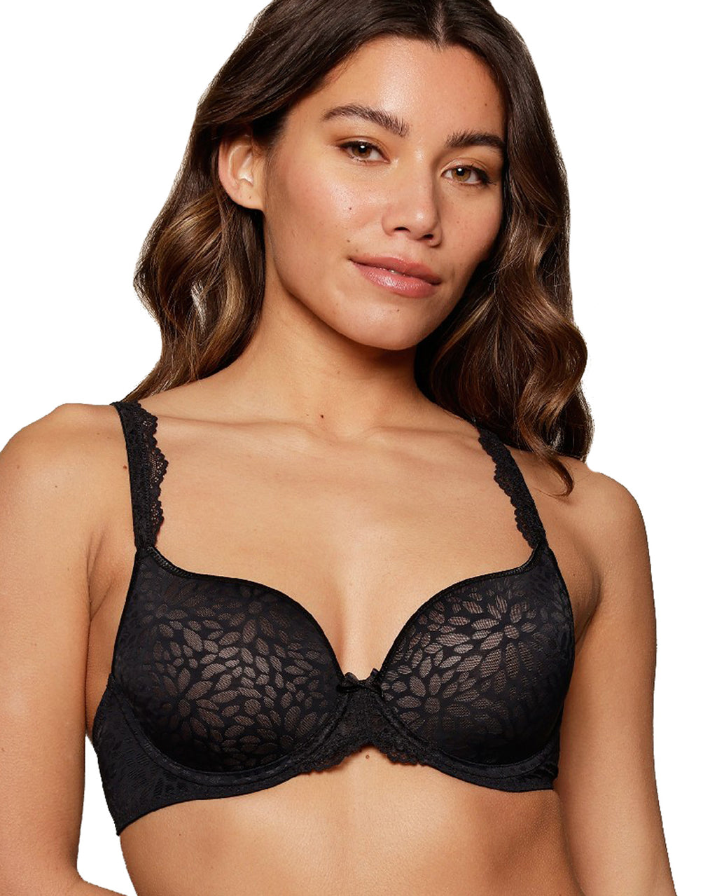 DAILY LACE UNI-FIT BLACK NUDE JACQUARD T-SHIRT BRA