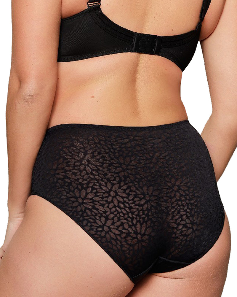 DAILY LACE BLACK NUDE JACQUARD HIGH WAIST BRIEF