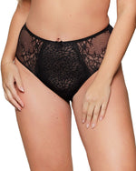 DAILY LACE BLACK NUDE JACQUARD HIGH WAIST BRIEF
