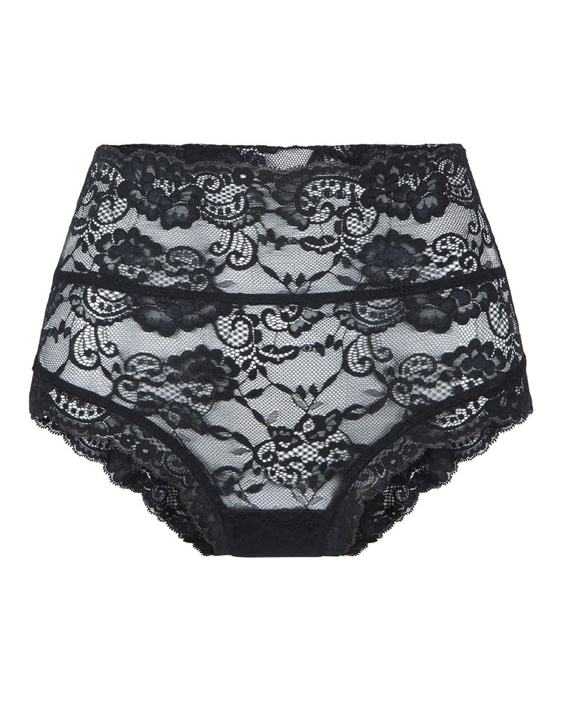 DAILY LACE BLACK HIGH WAIST ALL OVER LACE BRIEF