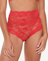 DAILY LACE RED HIGH WAIST ALL OVER LACE BRIEF