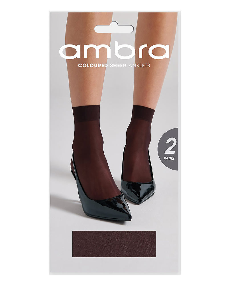 COLOURED SHEER ANKLET 2 PK