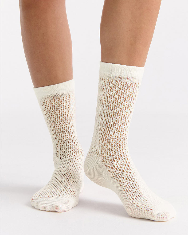 ORGANIC COTTON NET BUTTERCREAM CREW SOCK