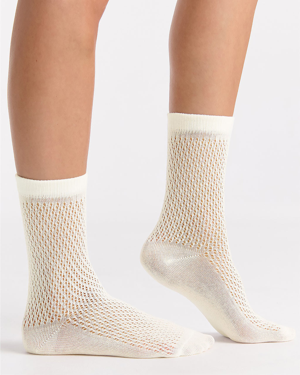 ORGANIC COTTON NET BUTTERCREAM CREW SOCK
