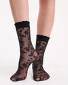FLORAL BLACK HOSIERY SOCK