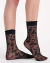 FLORAL BLACK HOSIERY SOCK