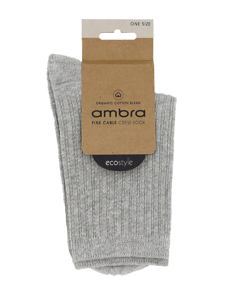 FINE CABLE CREW SOCK GREY MARL