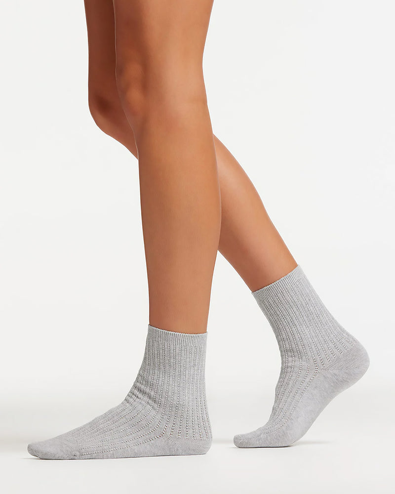 FINE CABLE CREW SOCK GREY MARL