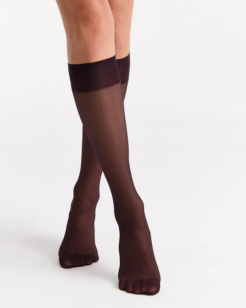 COLOURED SHEER FUDGE KNEE HIGH