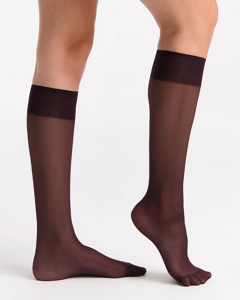 COLOURED SHEER FUDGE KNEE HIGH