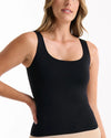 SEAMLESS SMOOTHIES REVERSIBLE BLACK TANK WITH SHELF BRA