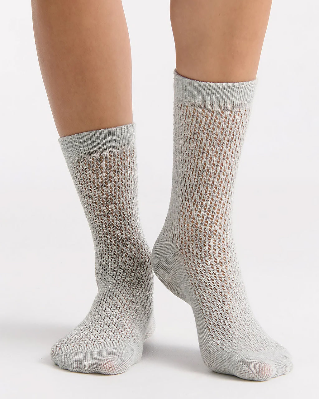 ORGANIC COTTON NET GREY MARLE CREW SOCK