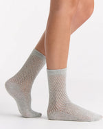 ORGANIC COTTON NET GREY MARLE CREW SOCK