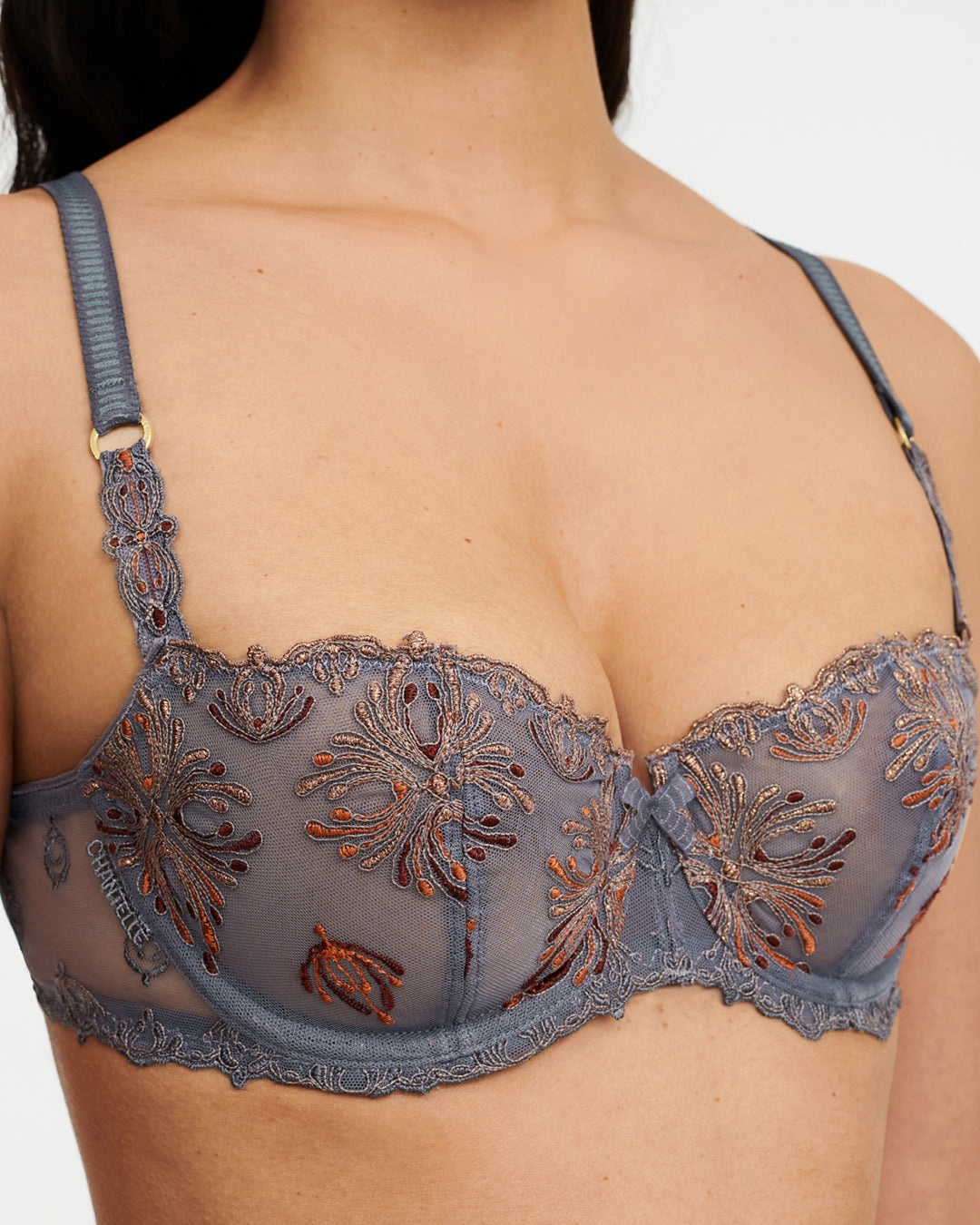 Opera by Chantelle, a delicate levers lace half cup bra is
