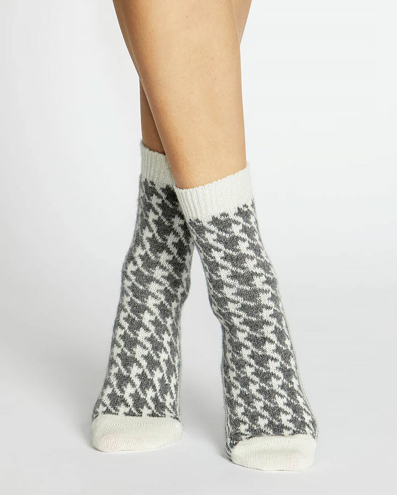 ANTONIA HOUNDSTOOTH CREW CHARCOAL SOCK