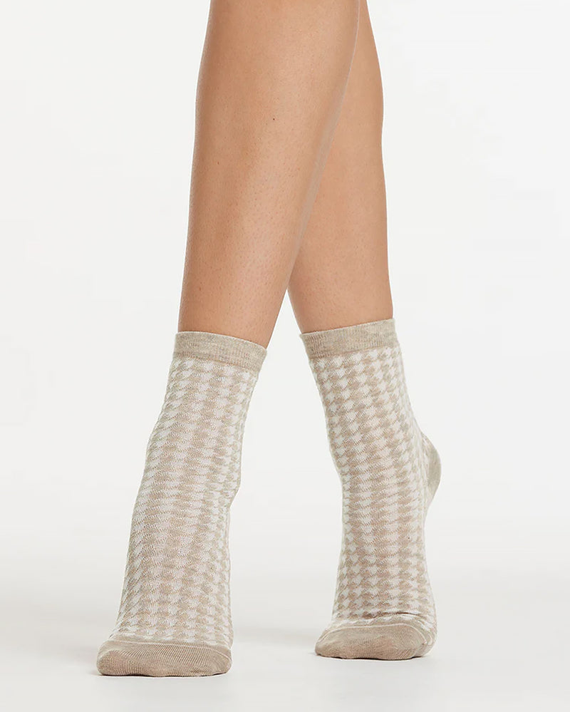 DARIA HOUNDSTOOTH NUTMEG CREW SOCK