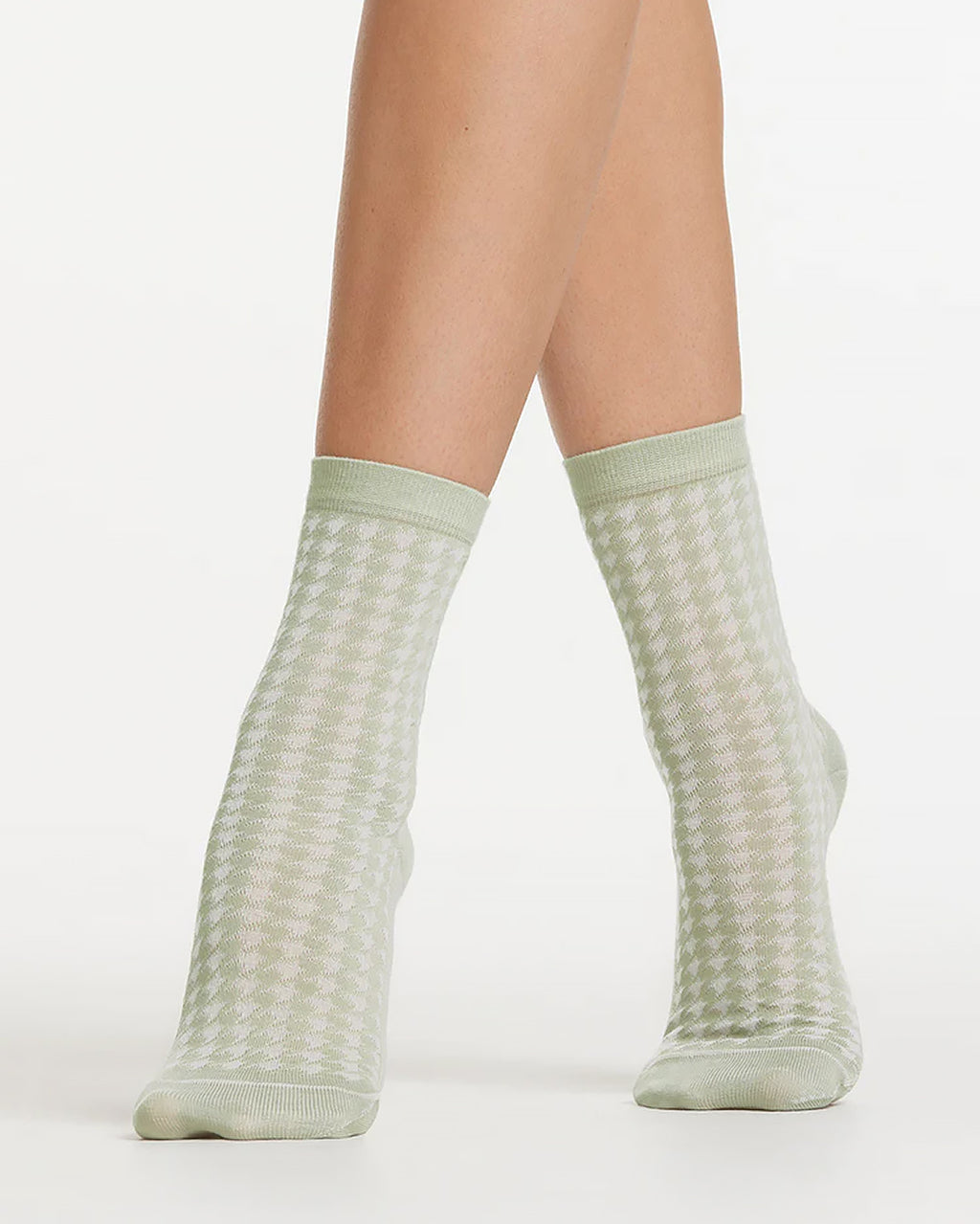 DARIA HOUNDSTOOTH PISTACHIO CREW SOCK