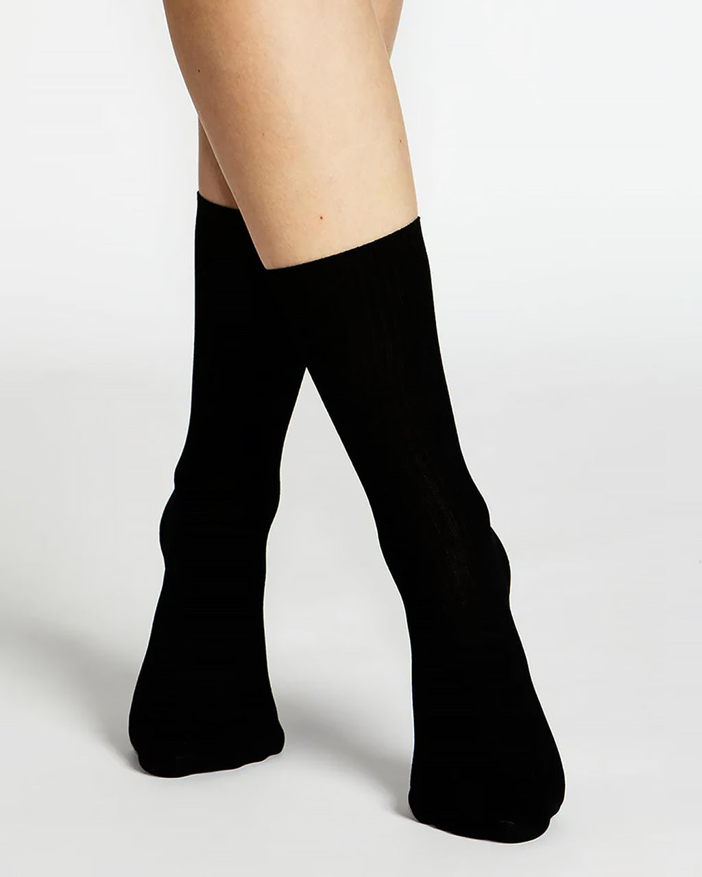 GIORGIA RIB BLACK CREW SOCK