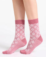 LEONA DIAMOND CREW SOCK - ROSEWOOD