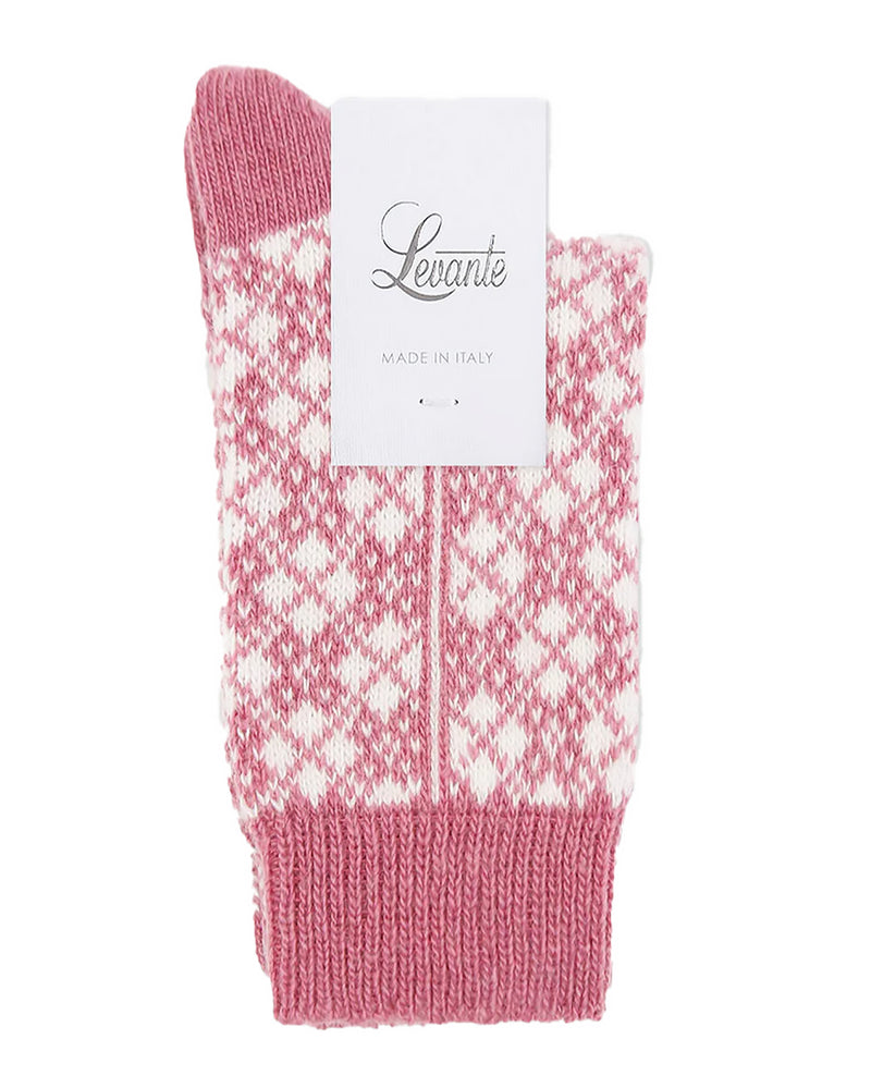 LEONA DIAMOND CREW SOCK - ROSEWOOD