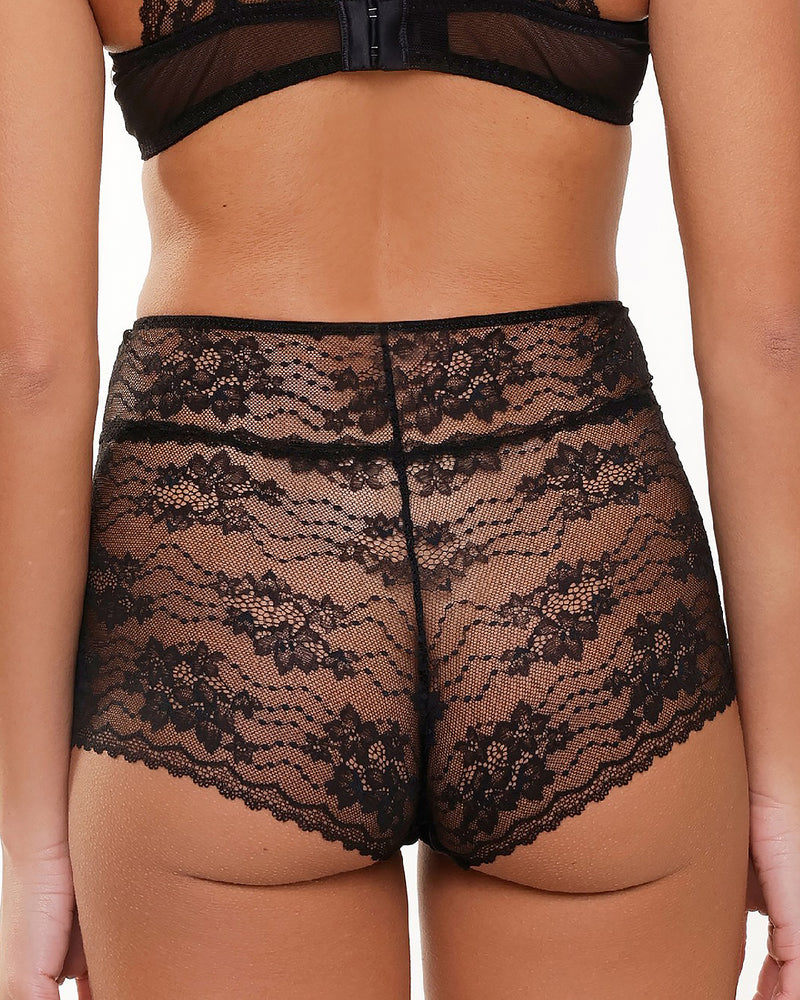 BLACK LACE COLLECTION HIGH WAIST BRIEF