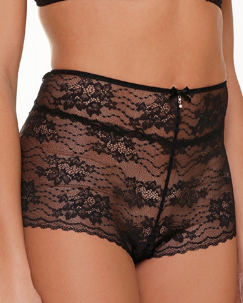 BLACK LACE COLLECTION HIGH WAIST BRIEF