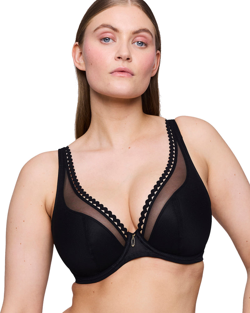 VIVGIRL HALF PADDED BLACK PLUNGE BRA