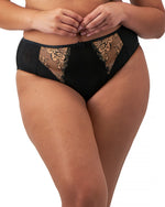 TEAGAN BLACK ALMOND HIGH LEG BRIEF