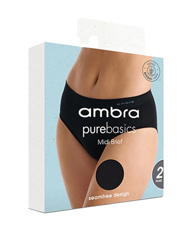 PUREBASICS BLACK MIDI BRIEF - 2PK