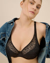 EPIRUS BLACK HALF PADDED PLUNGE BRA