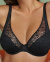 EPIRUS BLACK HALF PADDED PLUNGE BRA