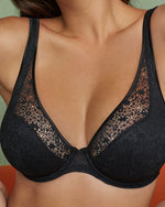 EPIRUS BLACK HALF PADDED PLUNGE BRA