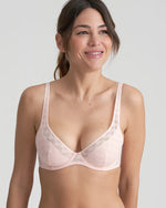 JEREME GLOSSY PINK HALF PADDED PLUNGE BRA