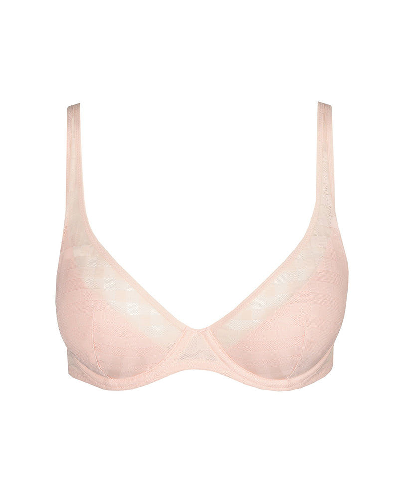 JEREME GLOSSY PINK HALF PADDED PLUNGE BRA