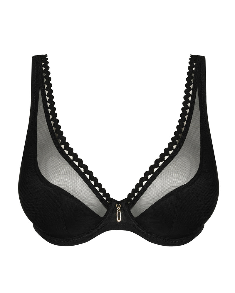 VIVGIRL HALF PADDED BLACK PLUNGE BRA