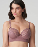 MADISON SATIN TAUPE PLUNGE BALCONY LONGLINE BRA