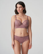 MADISON SATIN TAUPE PLUNGE BALCONY LONGLINE BRA