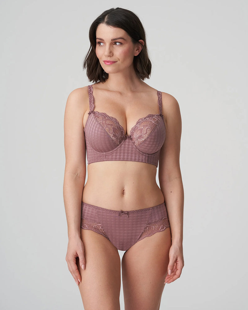 MADISON SATIN TAUPE PLUNGE BALCONY LONGLINE BRA