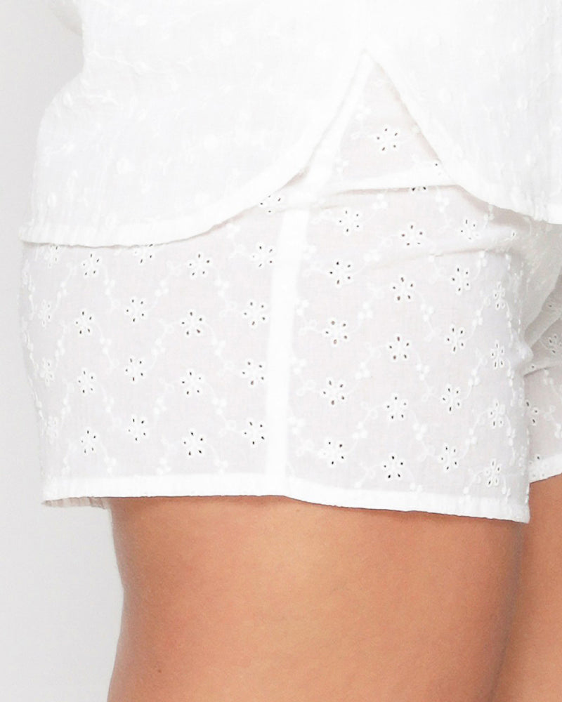 WHITE ORCHID FLOWER SHORTS
